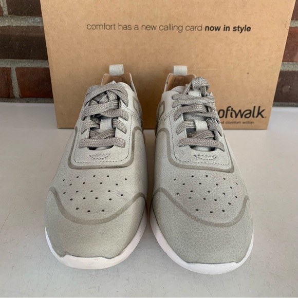 SoftWalk Womens Stella Grey Leather Athletic Training Lace Up Sneakers US 7.5 W - Picture 3 of 8